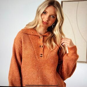 MARBLE Warm Orange Knit Sweater